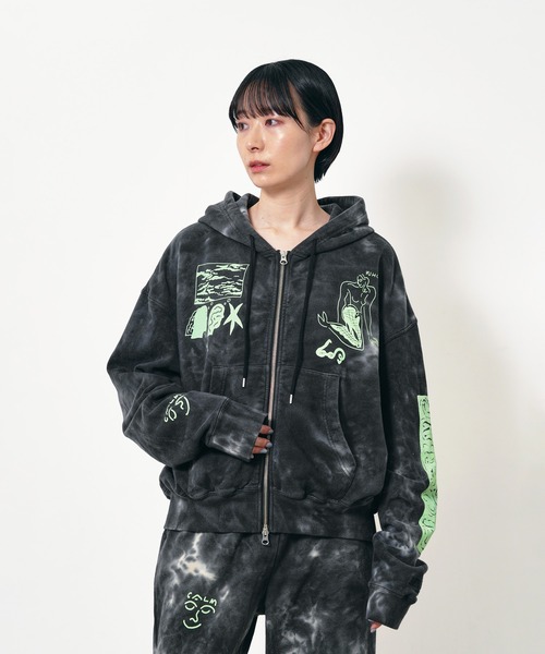 C.E 黒 緑 パーカー パーカー “SEA” norahi ジップパーカー レディース メンズ : ZOZOTOWN