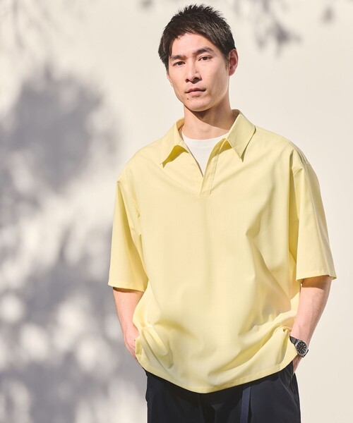 FOURBARS ヴィンテージ　黒 半袖プルオーバー　ハーフジップ　レザーシャツ Nilway（ニルウェイ） tシャツ リブハイネックオーバーサイズ 半袖