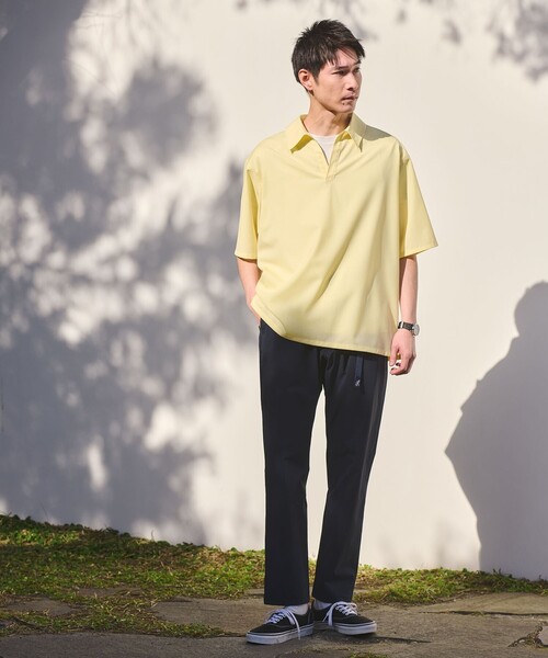FOURBARS ヴィンテージ　黒 半袖プルオーバー　ハーフジップ　レザーシャツ Nilway（ニルウェイ） tシャツ リブハイネックオーバーサイズ 半袖
