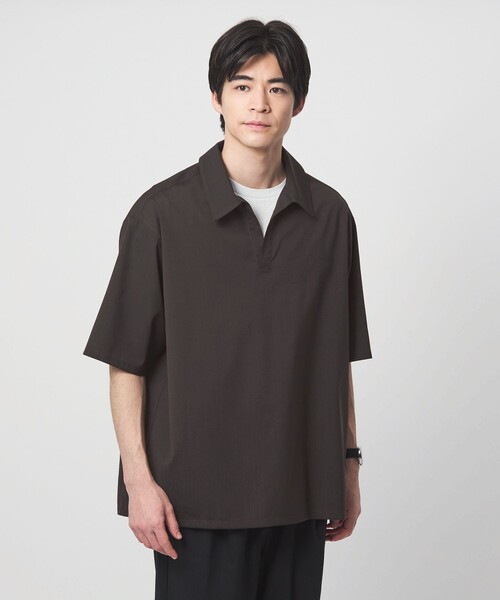 FOURBARS ヴィンテージ　黒 半袖プルオーバー　ハーフジップ　レザーシャツ Nilway（ニルウェイ） tシャツ リブハイネックオーバーサイズ 半袖