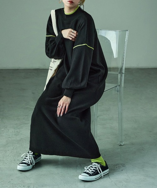 「Fashion Letter」 ニットワンピース M ブラック レディース_画像2