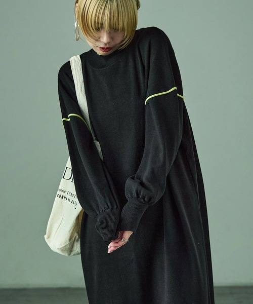 「Fashion Letter」 ニットワンピース M ブラック レディース_画像3
