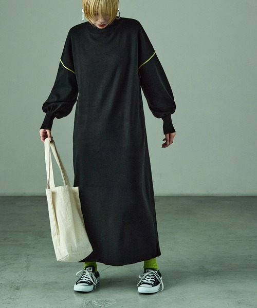 「Fashion Letter」 ニットワンピース M ブラック レディース_画像7