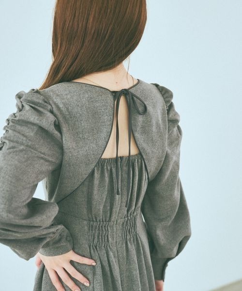 「mysty woman」 長袖ワンピース FREE チャコールグレー レディース_画像3