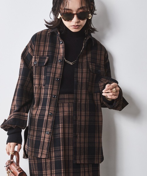 「CHIC STYLE」 長袖ネルシャツ 3L ブラウン レディース_画像3