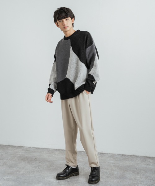 「Rocky Monroe」 「cathy's closet」長袖ニット M ブラック×グレー メンズ_画像2