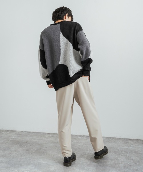 「Rocky Monroe」 「cathy's closet」長袖ニット M ブラック×グレー メンズ_画像4