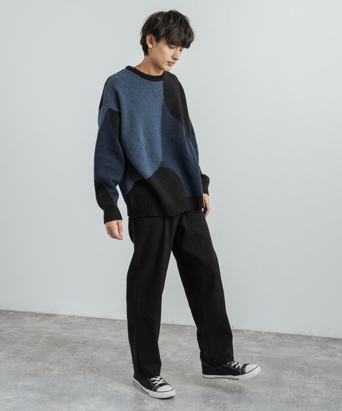 「Rocky Monroe」 「cathy's closet」長袖ニット M ブラック×グレー メンズ_画像6