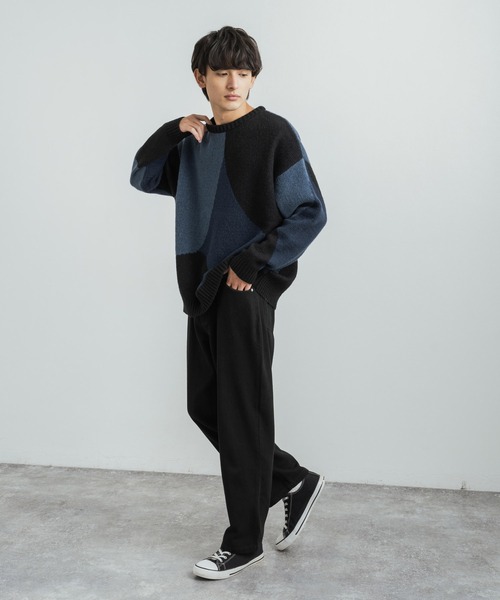 「Rocky Monroe」 「cathy's closet」長袖ニット M ブラック×グレー メンズ_画像7