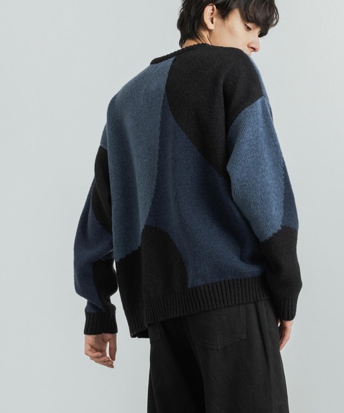 「Rocky Monroe」 「cathy's closet」長袖ニット M ブラック×グレー メンズ_画像9