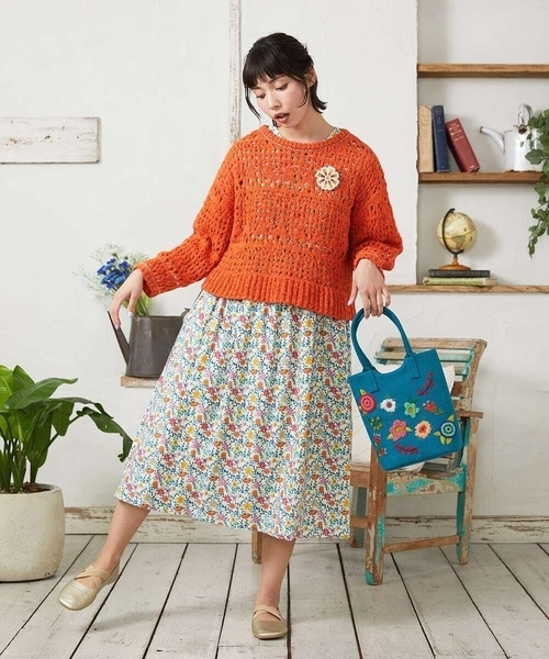 Jocomomola（ホコモモラ） トートバッグ フラワービーズ刺繍トート