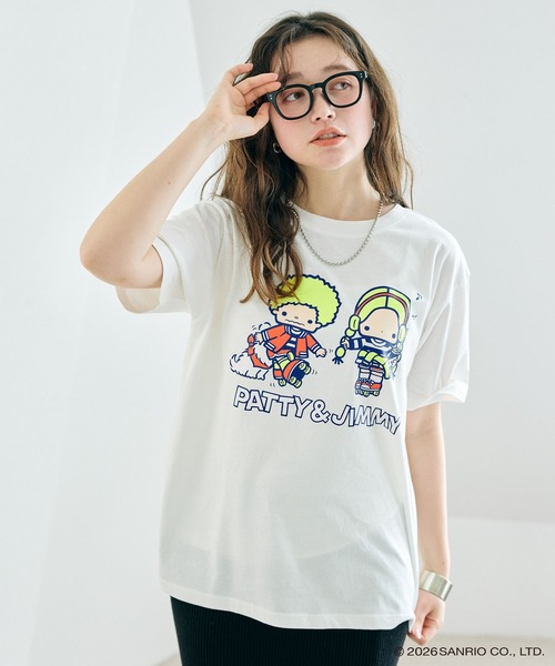 SANRIO CHARACTERS BAND Tシャツ ホワイト 白 sanrio（サンリオ） tシャツ 「sanrio characters」パティ＆ジミー