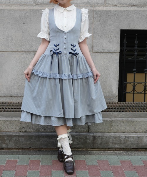 axes femme POETIQUE ワンピース ダブルリボンストライプJSK
