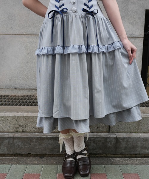 axes femme POETIQUE ワンピース ダブルリボンストライプJSK