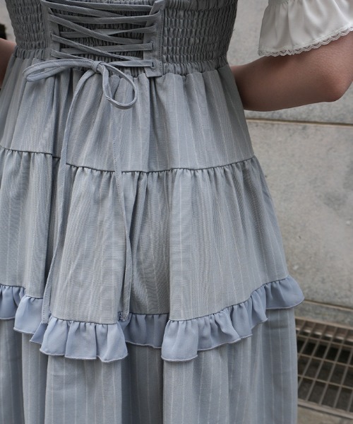 axes femme POETIQUE ワンピース ダブルリボンストライプJSK