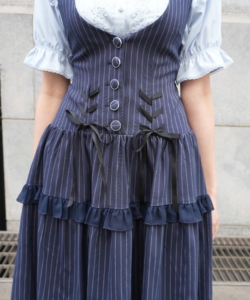 axes femme POETIQUE ワンピース ダブルリボンストライプJSK