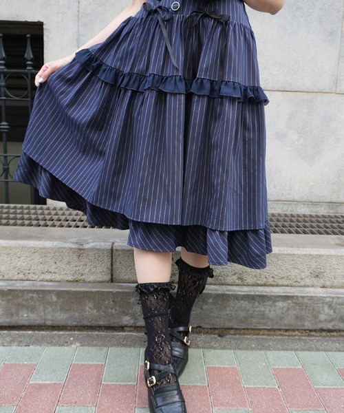 axes femme POETIQUE ワンピース ダブルリボンストライプJSK