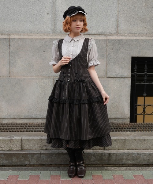 axes femme POETIQUE ワンピース ダブルリボンストライプJSK