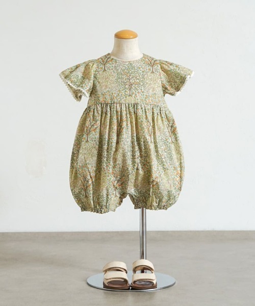 ベビー服 ロンパース 「Hoppetta plus(ホッペッタプラス)」オーガニックコットンリバティロンパース 70・80cmの画像