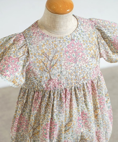 ベビー服 ロンパース 「Hoppetta plus(ホッペッタプラス)」オーガニックコットンリバティロンパース 70・80cmの画像