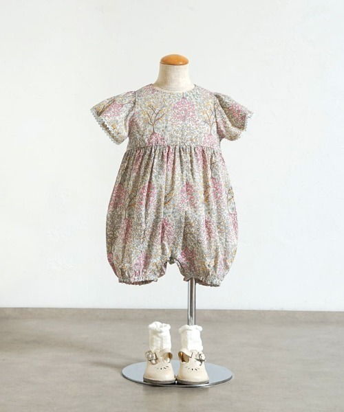 ベビー服 ロンパース 「Hoppetta plus(ホッペッタプラス)」オーガニックコットンリバティロンパース 70・80cmの画像
