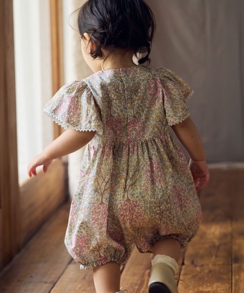 ベビー服 ロンパース 「Hoppetta plus(ホッペッタプラス)」オーガニックコットンリバティロンパース 70・80cmの画像