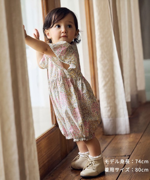 ベビー服 ロンパース 「Hoppetta plus(ホッペッタプラス)」オーガニックコットンリバティロンパース 70・80cmの画像