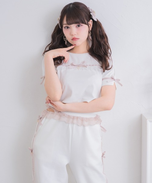 ROJITA（ロジータ） tシャツ 半袖 ボリューム袖レースデザインTシャツ