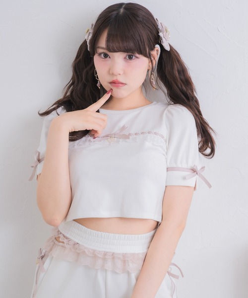 ROJITA（ロジータ） tシャツ 半袖 ボリューム袖レースデザインTシャツ