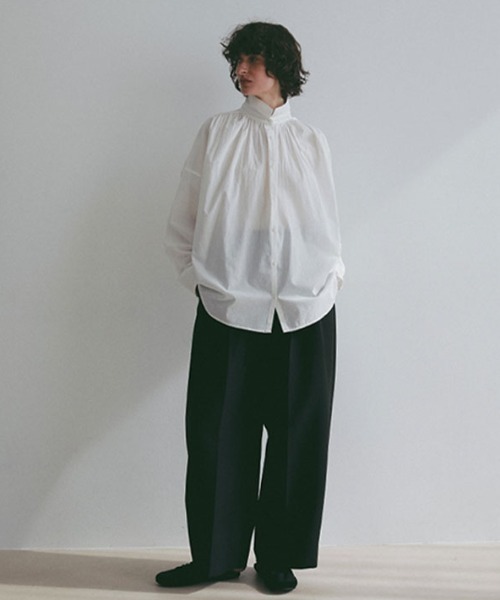 ワイドパンツ パンツ ダブルクロスハイウエストタックパンツ レディースの画像