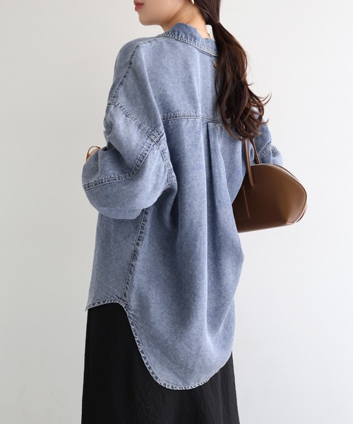 「andme」 「alma design」長袖シャツ M ケミカルウォッシュ レディース_画像5