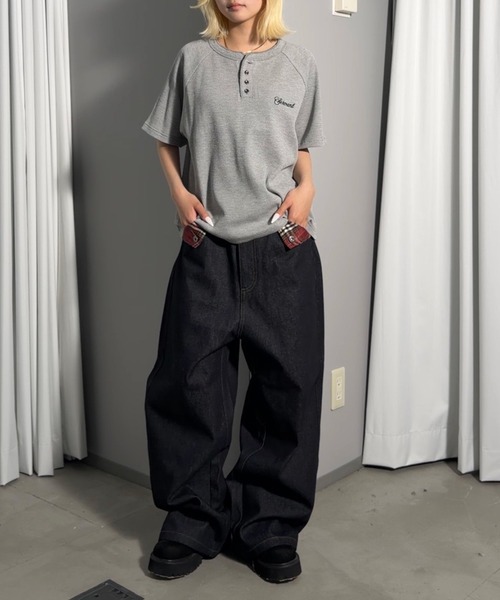 早いもの勝ち　激安　クーティーワイドブラックジーンズ kutir（クティール） ワイドパンツ ジーンズ POCKET FLAP DESIGN RIGID