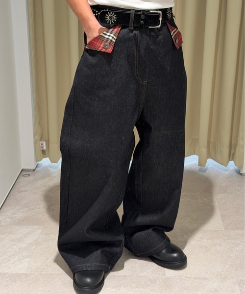 早いもの勝ち　激安　クーティーワイドブラックジーンズ kutir（クティール） ワイドパンツ ジーンズ POCKET FLAP DESIGN RIGID