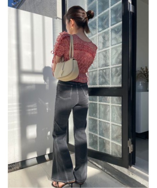 「SNIDEL」 ブーツカットデニムパンツ 1 青味 レディース