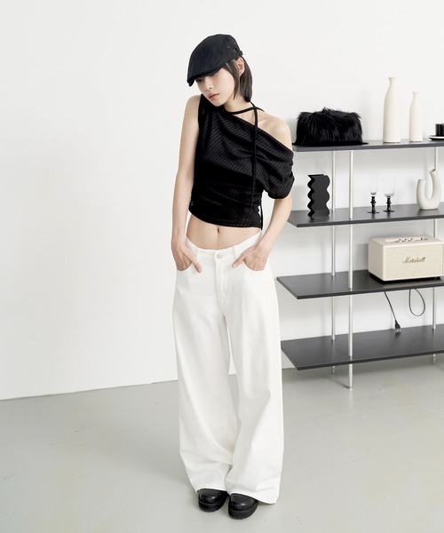 「UNE MANSION」 デニムパンツ MEDIUM カーキ レディース_画像4