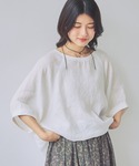 リネンシャツ ブラウス シャツ リネンリブ付き...の詳細画像1