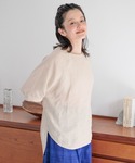 リネンシャツ ブラウス シャツ リネンリブ付き...の詳細画像5