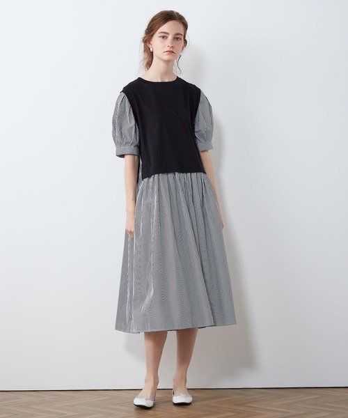 「LE SOUK HOLIDAY」 半袖ワンピース M ネイビー レディース_画像8