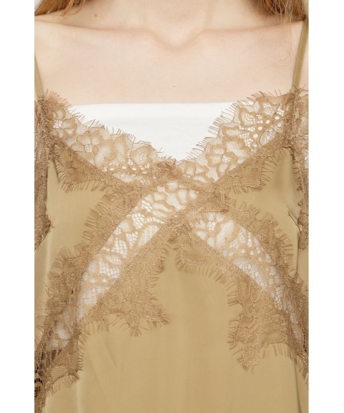 SLY（スライ） キャミソール VINTAGE SATIN CAMI LACE TOPS