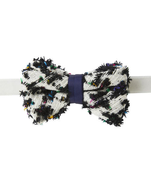 蝶ネクタイ レトロファブリック蝶タイ WHITE×BLACK