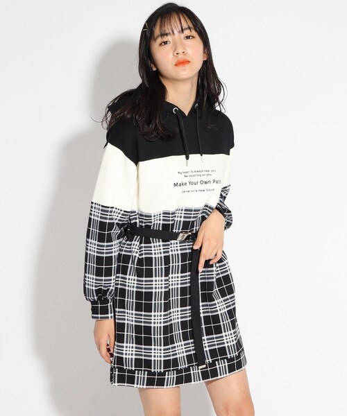 ワンピース チェック配色ベルト付パーカーワンピース Zozotown Paypayモール店 通販 Paypayモール