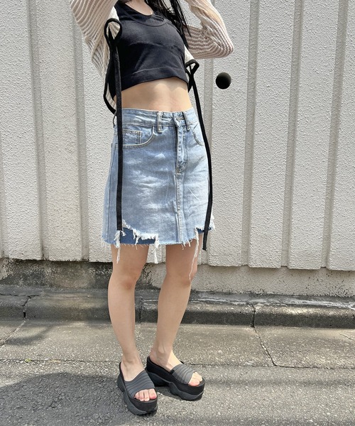 GUCCI デニムミニスカート 12 GUCCI デニム ミニスカート レザートリム | NET-A-PORTER