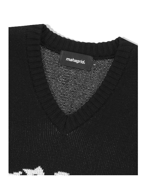 ベスト ジレ 「mahagrid/マハグリッド」TRIBAL LOGO KNIT VEST/トライバルロゴニットベスト レディース メンズ MAHAGRID ベスト ジレ 「mahagrid/マハグリッド」TRIBAL LOGO