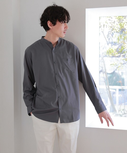 GLOBAL WORK シャツ サラサマシャツ/バンドカラー/172778 メンズ