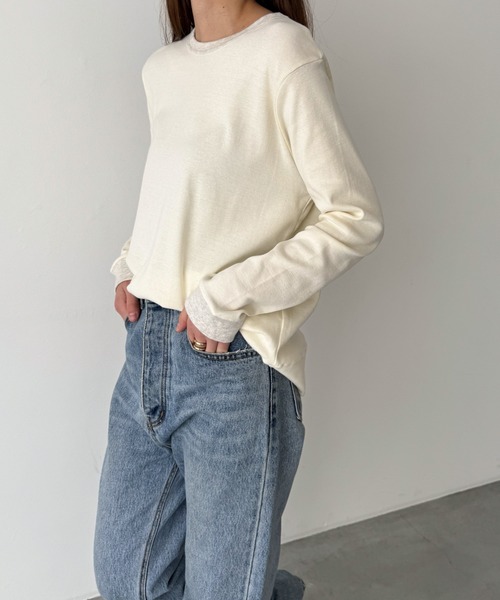 tシャツ harmonie -OrganicCotton-　配色切り替えロングTシャツ レディース