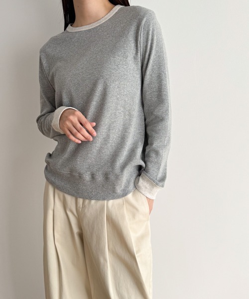 tシャツ harmonie -OrganicCotton-　配色切り替えロングTシャツ レディース