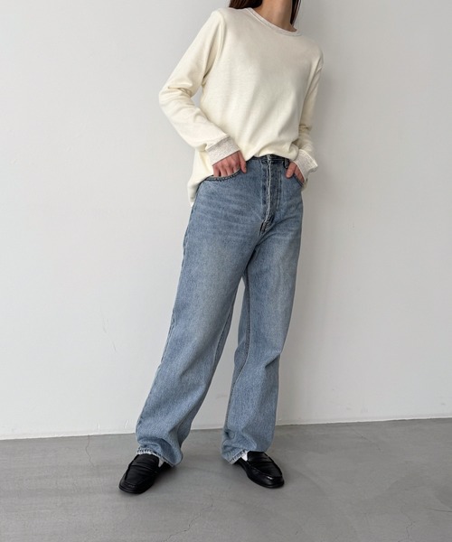 tシャツ harmonie -OrganicCotton-　配色切り替えロングTシャツ レディース