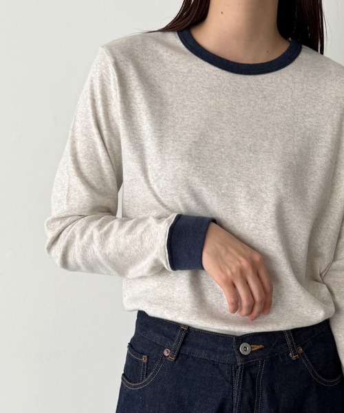 tシャツ harmonie -OrganicCotton-　配色切り替えロングTシャツ レディース