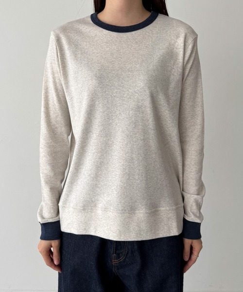 tシャツ harmonie -OrganicCotton-　配色切り替えロングTシャツ レディース