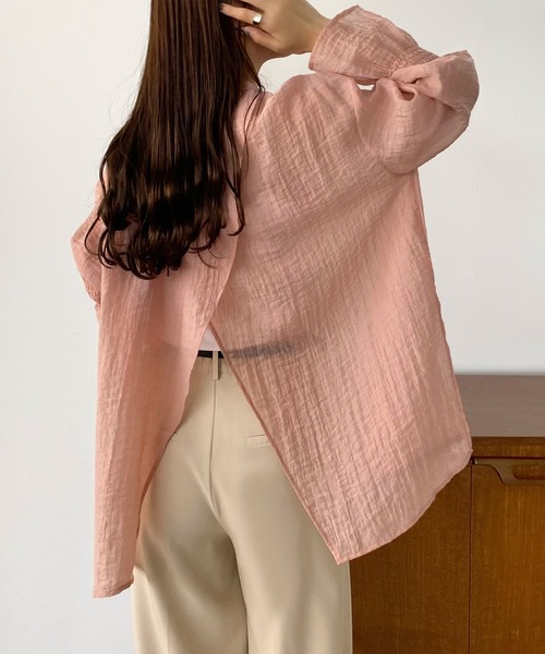 callautia ブラウス シャツ バックスリットシアーシャツ